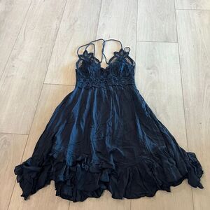 Free People Adella Lace Mini Dress Navy size S